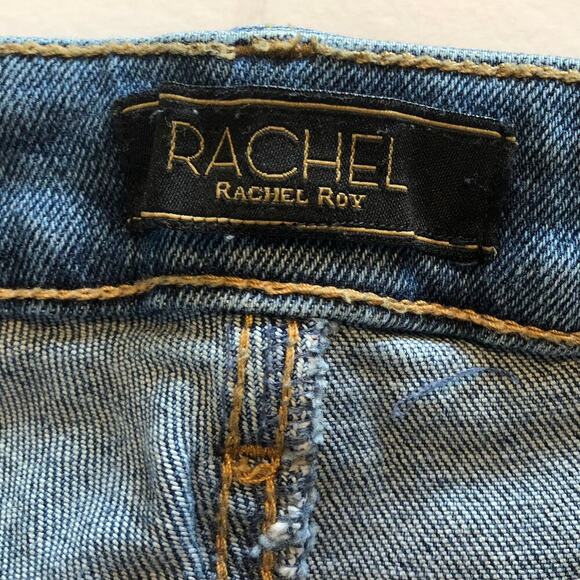 Rachel Roy Women's Medium Wash Distressed Cropped Skinny Jeans - Size 4 - Picture 4 of 10